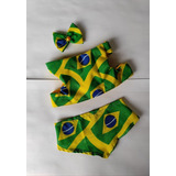 Roupa Pet Brasil Time Copa Do Mundo 3 Peças Tamanho P