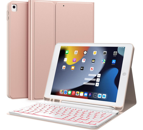 Funda Chesona 10.2 Teclado iPad 7ª Gen Con S Pen Ilumin Rosa