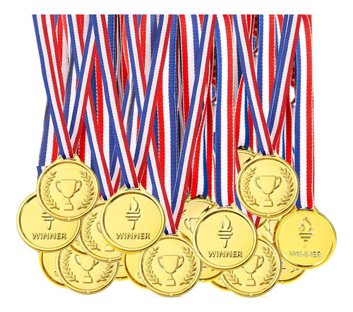 25 Medallas Niños En Plastico Dorado 3.5 Centimetros Trofeo