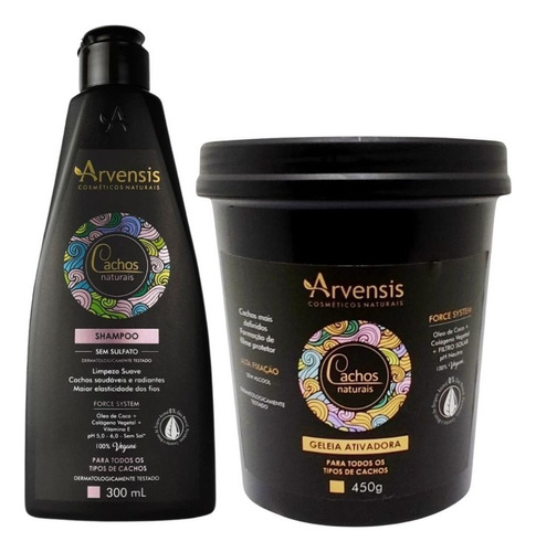 Kit Arvensis Cachos Shampoo 300ml + Geleia Alta Fixação 450g