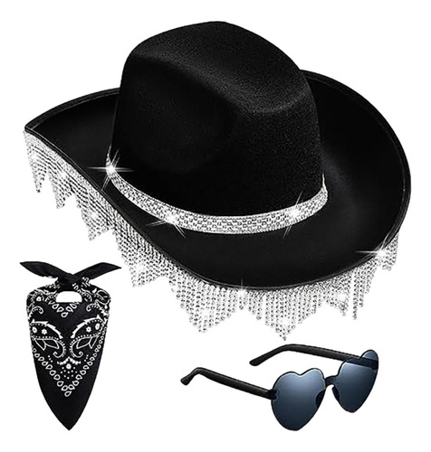 Sombrero De Vaquero Con Borlas Occidentales, Sombrero Negro