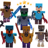 Bonecos Minecraft  Cartela 6 Personagens Infantil Armaduras 