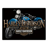 Harley-davidson Old Blue Motocicleta En Relieve Tin Sign, 17