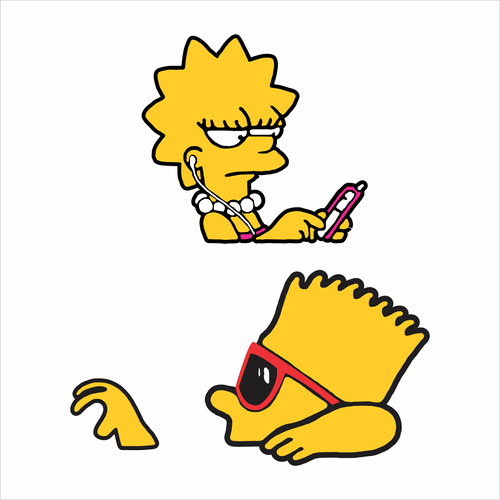 Bart Y Lisa (2 Piezas) Stickers / Calcas / Pegatinas