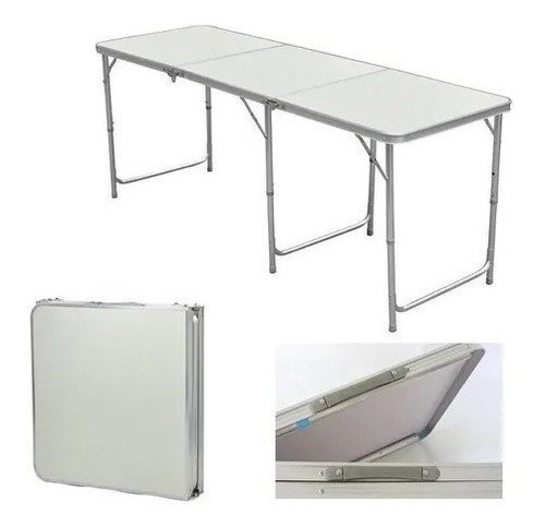 Mesa Plegable Altura Regulable Portatil Camping 180x60cm 