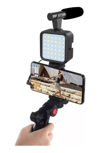 Kit Video Making Streaming Tripode Luz Led Flash Microfono