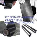 Kit Fibra De Carbono Tela 200 X 50cm + Kit Resina Endurec 3k