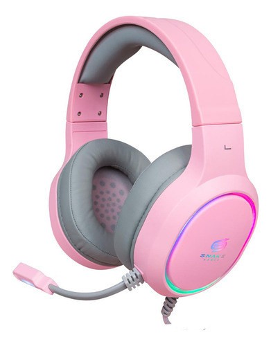 Audifonos Snake Gamer Nj340 Pink Rgb Ps4 Pc Android 3.5 Mm Color Rosa