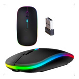 Mouse Sem Fio Led Rgb Ergonômico Recarregável Cores Diversas