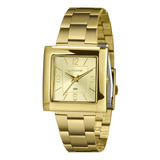 Relogio Lince Feminino Dourado Quadrado Aço Lqg4767l34 C2kx