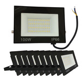 Kit 10 Refletor Led 100w Holofote Bivolt 6000k Ip66 Frio