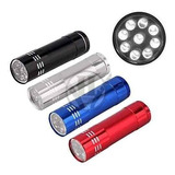 Linterna Tactica 9 Led Aluminio Colores Auto Viaje Edc