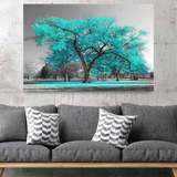 Cuadro Moderno Arbol Turquesa Azul Canvas 120x90 Grande