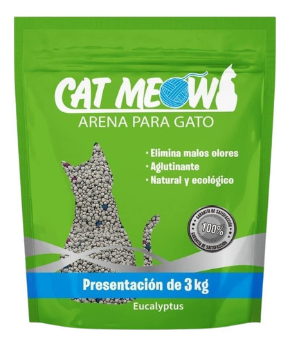 Arena Para Gatos Caja Arenero Cat Meow Eucalipto 3kg