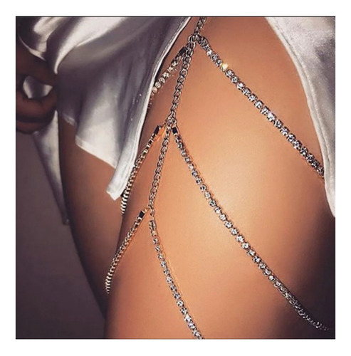 Body Chain De Pierna - Leg Chain -  Strass Triple