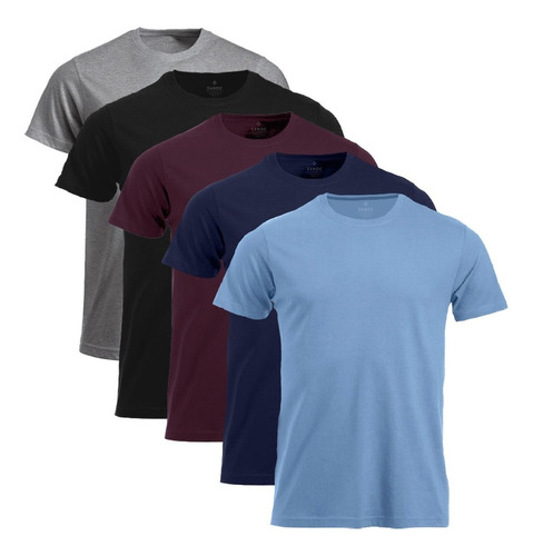 Kit 5 Camisetas Masculinas Slim Fit Básicas Algodão Premium 