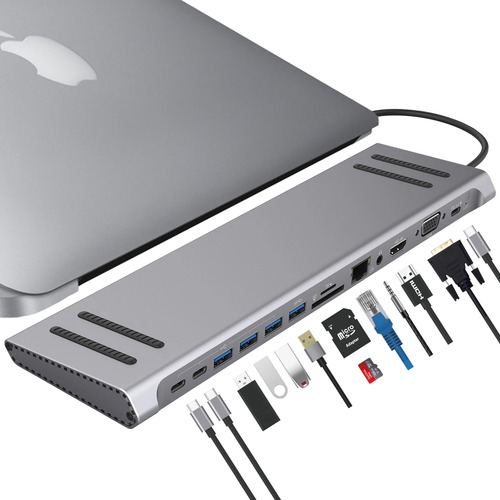Adaptador Hub Macbook Usb-c 13em1 Hdmi 4k Ethernet Rj45 Vga