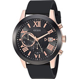 Guess Black And Rose Gold-tone Multifunction Watch