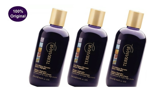 3 Shampoo Matizador De Cabello Teñido Terramar® 250ml  