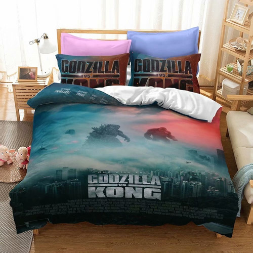 New Godzilla Vs Kong Juego De Ropa De Cama Doble Fundas De
