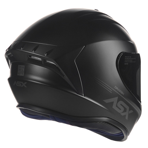 Capacete Asx Draken Solid Preto Fosco + Viseira Fumê