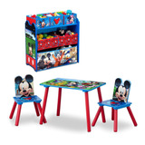 Set Infantil Mesa Con Sillas Y Juguetero Disney Mickey Mouse