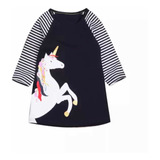 Vestido Niña  Unicornio Sencillo  Manga Larga 