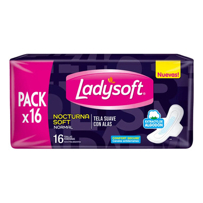 Toalla Femenina Ladysoft Nocturna Aloe X 16 Un - Tela Suave | MercadoLibre