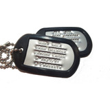 Par Placas Identificacion Militar Personzalizadas Dog Tag 