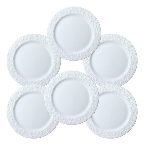 Conjunto 6 Pratos Sobremesa Lanche Tassel Porcelana Germer