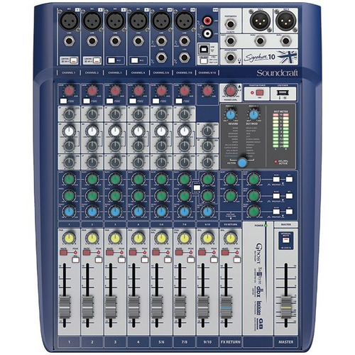 Mesa Som 10 Canais Soundcraft Signature 10 Mixer Usb