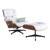 Sillón Modelo Eames Lounge Chair + Ottoman En Piel Italiana