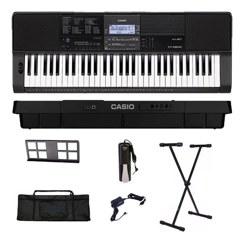 Kit Teclado Musical Casio Ct-x800 Usb Teclas Sensitiva Preto