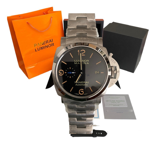 Reloj Panerai Marina 43mm Automatico Zafiro  Plateado Negro 