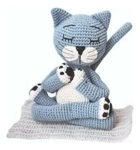Gato + Tapete Yoga Meditação Relaxamento Crochê Amigurumi 