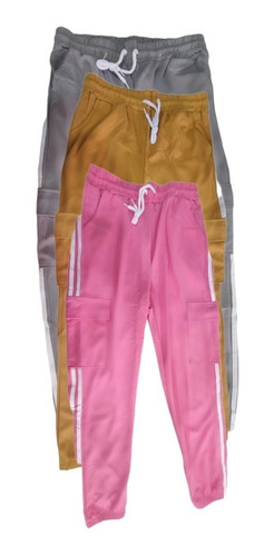 Pack 3 Buzos Líneas Delgados Jogger  Mujer Colores Surtidos