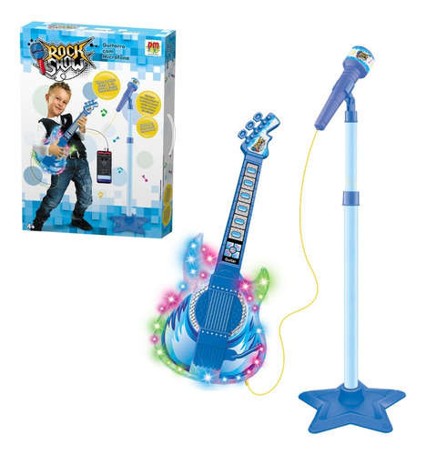 Microfone Com Pedestal Rock Show E Guitarra Infantil Dm Toys