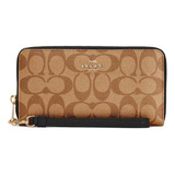 Cartera Mujer Coach Original Long Zip Around Signature Gold