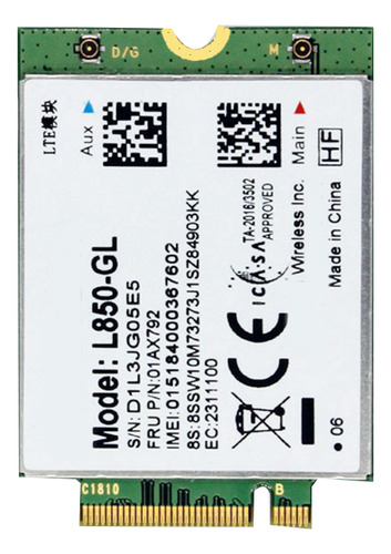 Tarjeta Wifi L850 Gl 01ax792 Ngff M.2 Módulo Para T580 X280