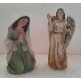 B. Antigo - Anunciação Do Anjo A Maria Figura De Presépio 