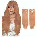 Extensiones Cabello Natural Clip Cortinas Recta 7 Piezas