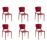 Conjunto 6 Cadeiras Sofia Encost Fechado Vermelho Tramontina
