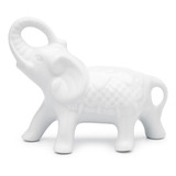 Estátua Escultura Elefante Indiano De Porcelana Branca