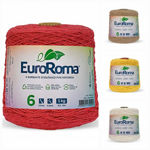 Kit 5 Barbantes Euroroma De 1 Kg Fio 6 Escolha As Cores. 