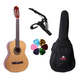 Kit Violão Acustico Nylon Estudante C/ Capotraste + Capa Bag