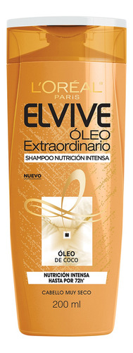 Shampoo L'oréal Paris Elvive Óleo Extraordinario Nutrición Intensa Óleo De Coco En Tubo Depresible De 200ml Por 1 Unidad