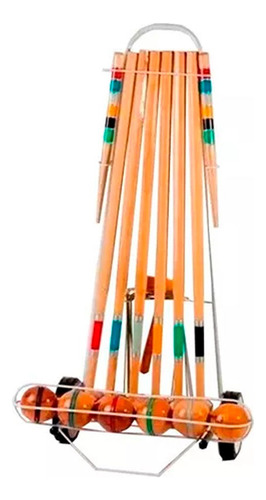 Juego De Crocket Croquet 6 Palos Profesional Bochas 8 Cm Df