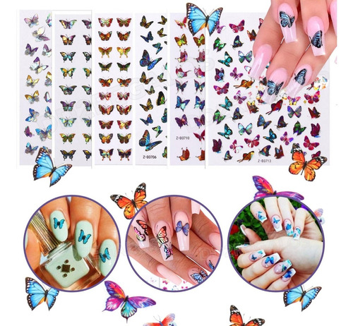 Stickers Para Uñas Mariposas Tattoo Plancha Decoración Nail