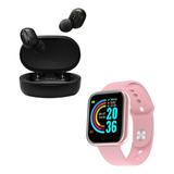 Combo Smartwatch D20 Y68 + Auriculares Inalámbricos Negro