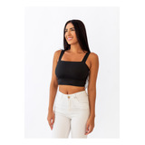 Kit 2 Top Faixa Reto Cropped Alça Grossa Casual Fitness Plus